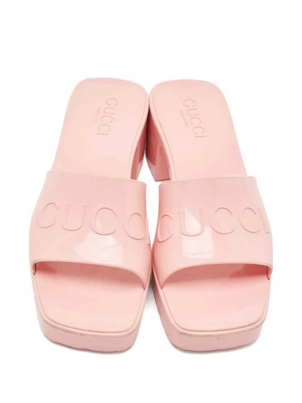 GUCCI Pre-owned Logo Platform Slides In Pink
