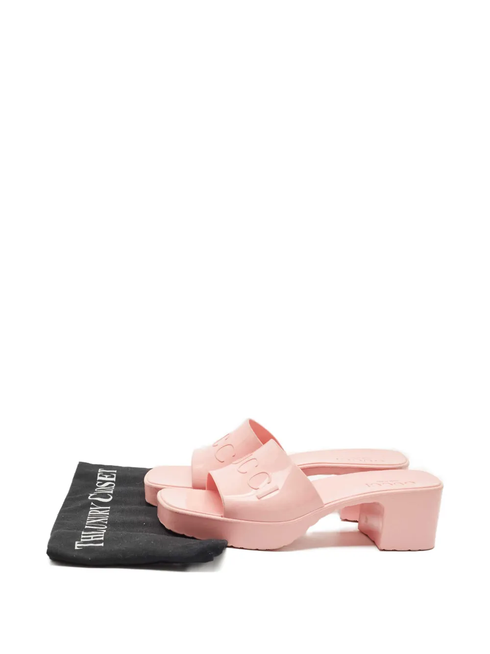 GUCCI Pre-owned Logo Platform Slides In Pink