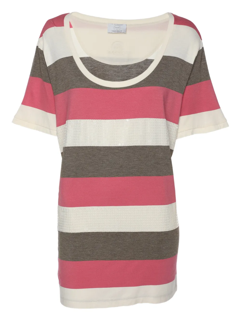 Pre-owned Marina Rinaldi Stripe Sequin T-shirt In Pink