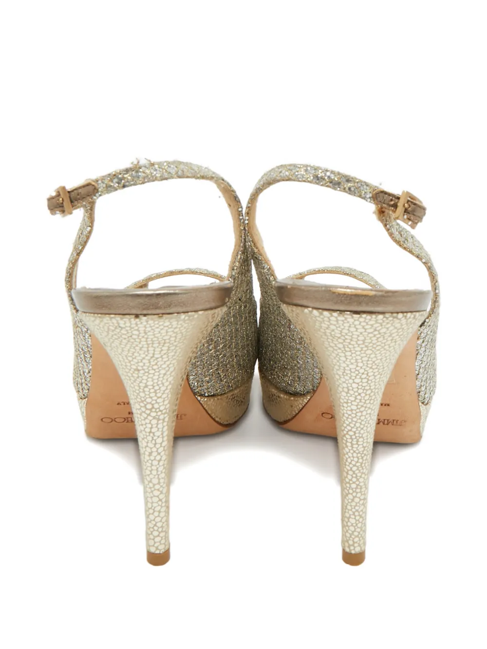 Jimmy Choo Pre-Owned glittered peep-toe pumps - Goud