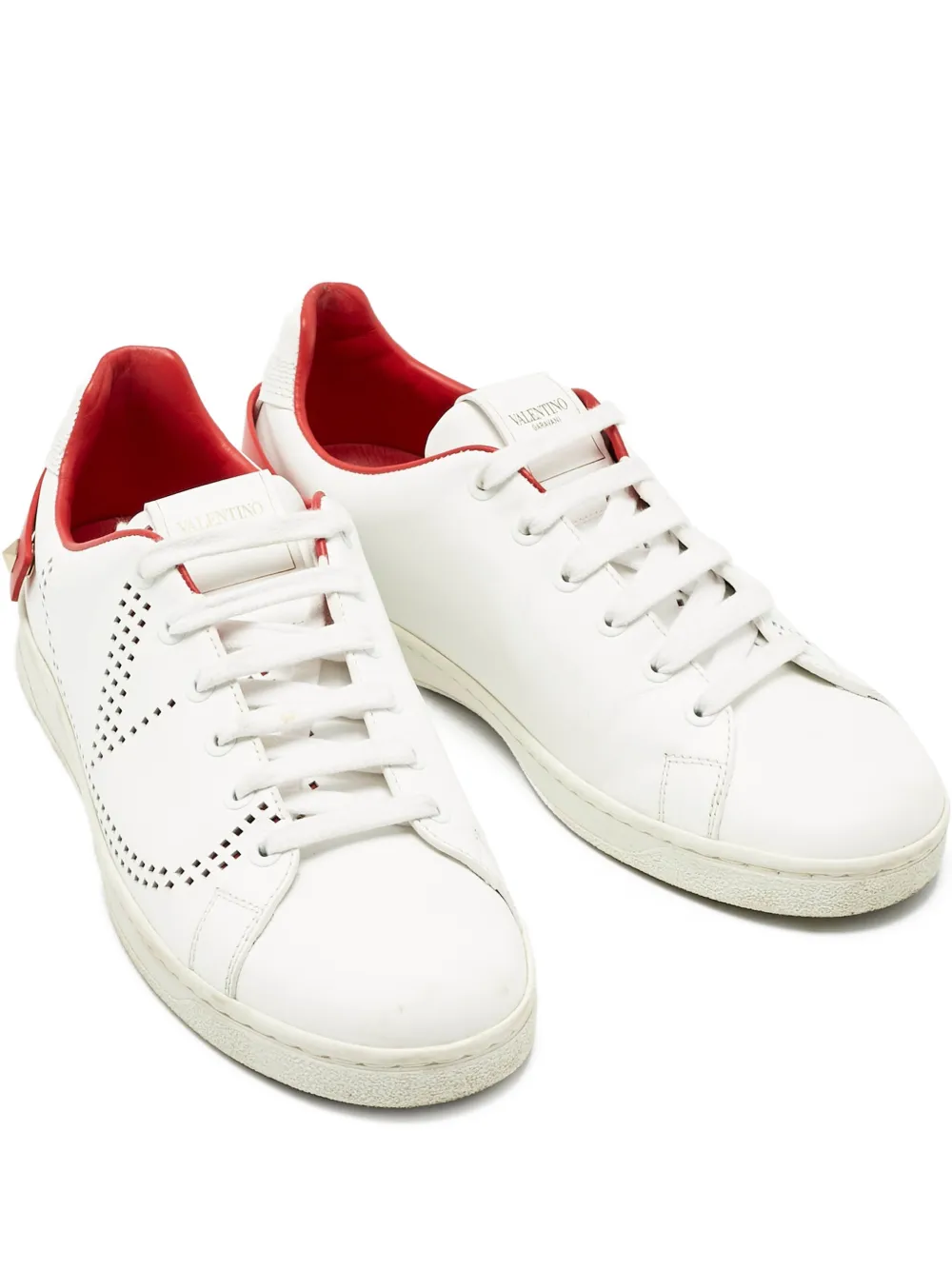 Valentino Garavani Pre-Owned backnet rockstud leather sneakers - Bianco