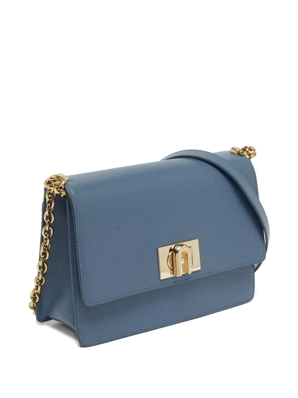 Pre-owned Furla 1927 Flap Chain Shoulder Bag In Blue