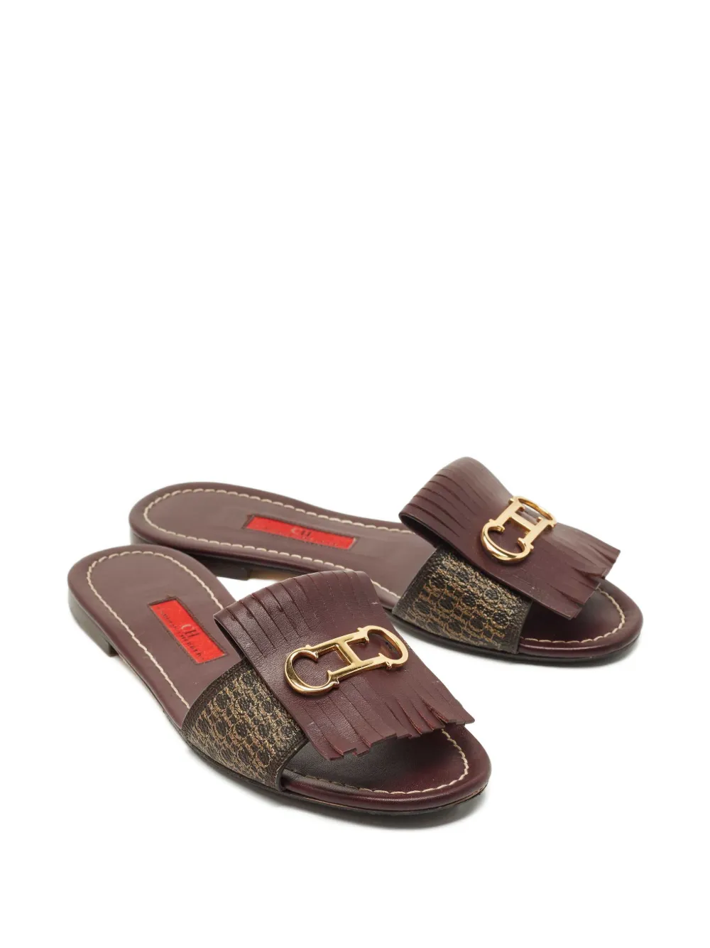 Carolina Herrera Vintage fringe-detail slides - Bruin