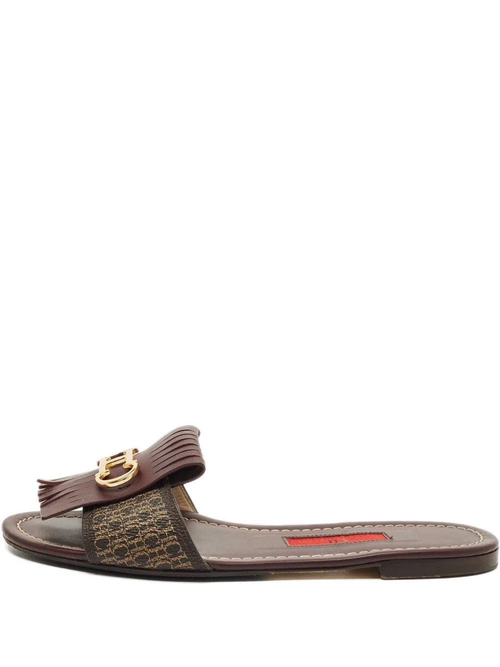 Carolina Herrera Vintage fringe-detail slides - Braun