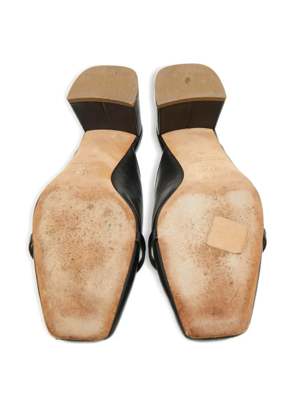 Malone Souliers square-toe leather mules - Zwart