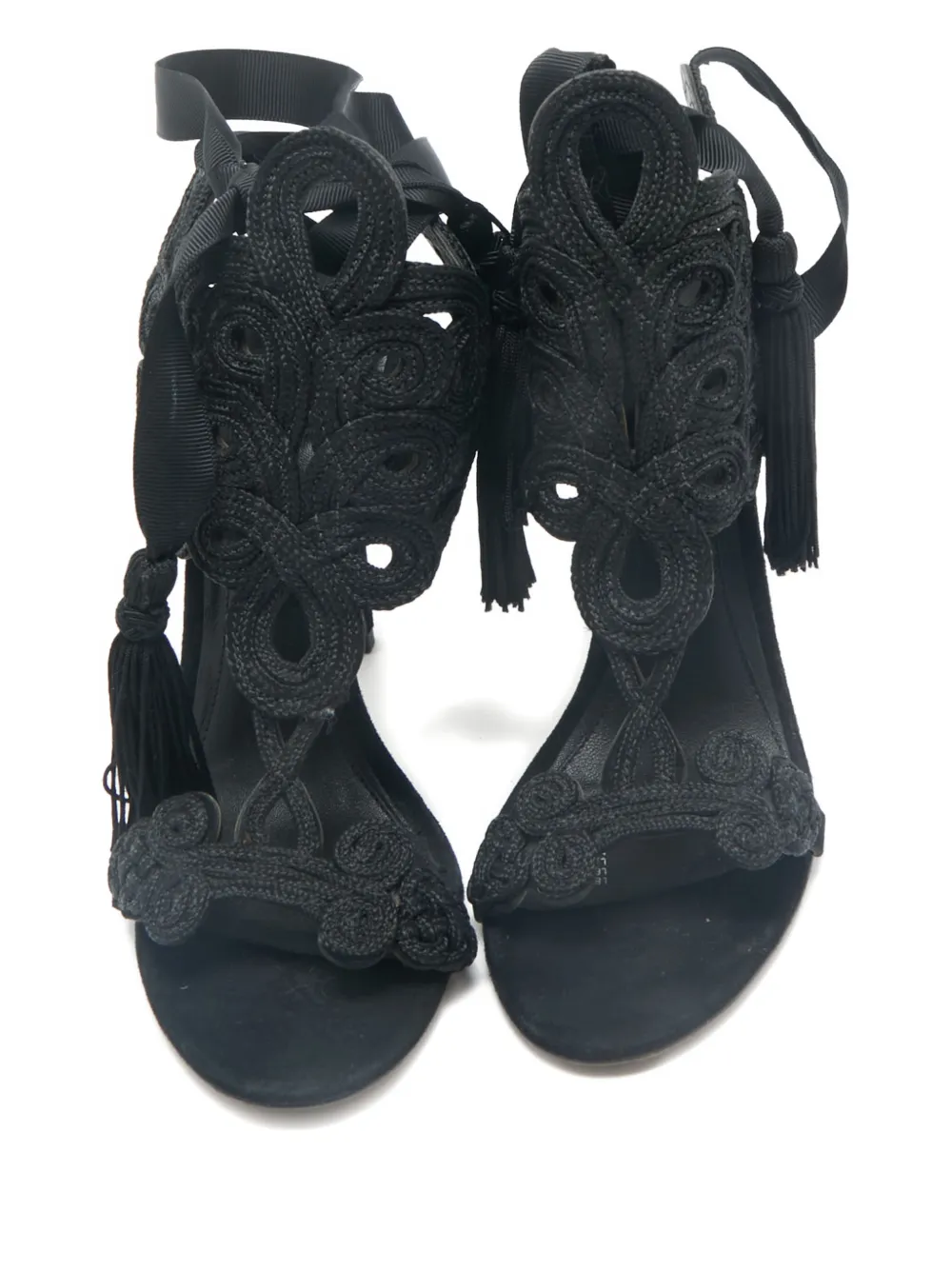 Brian Atwood embroidered-detail suede sandals - Zwart