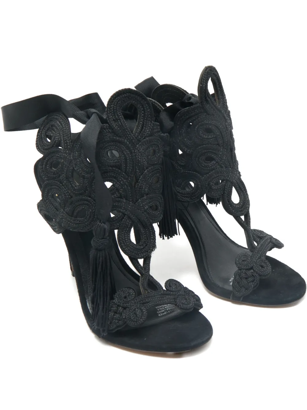 Brian Atwood claquettes en daim à détail brodé | noir | Image 1