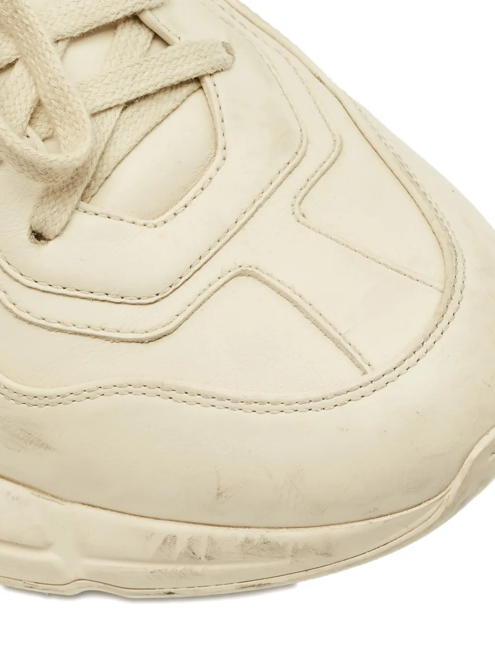 Pre-owned Gucci Rhyton Leather Sneakers In Neutral