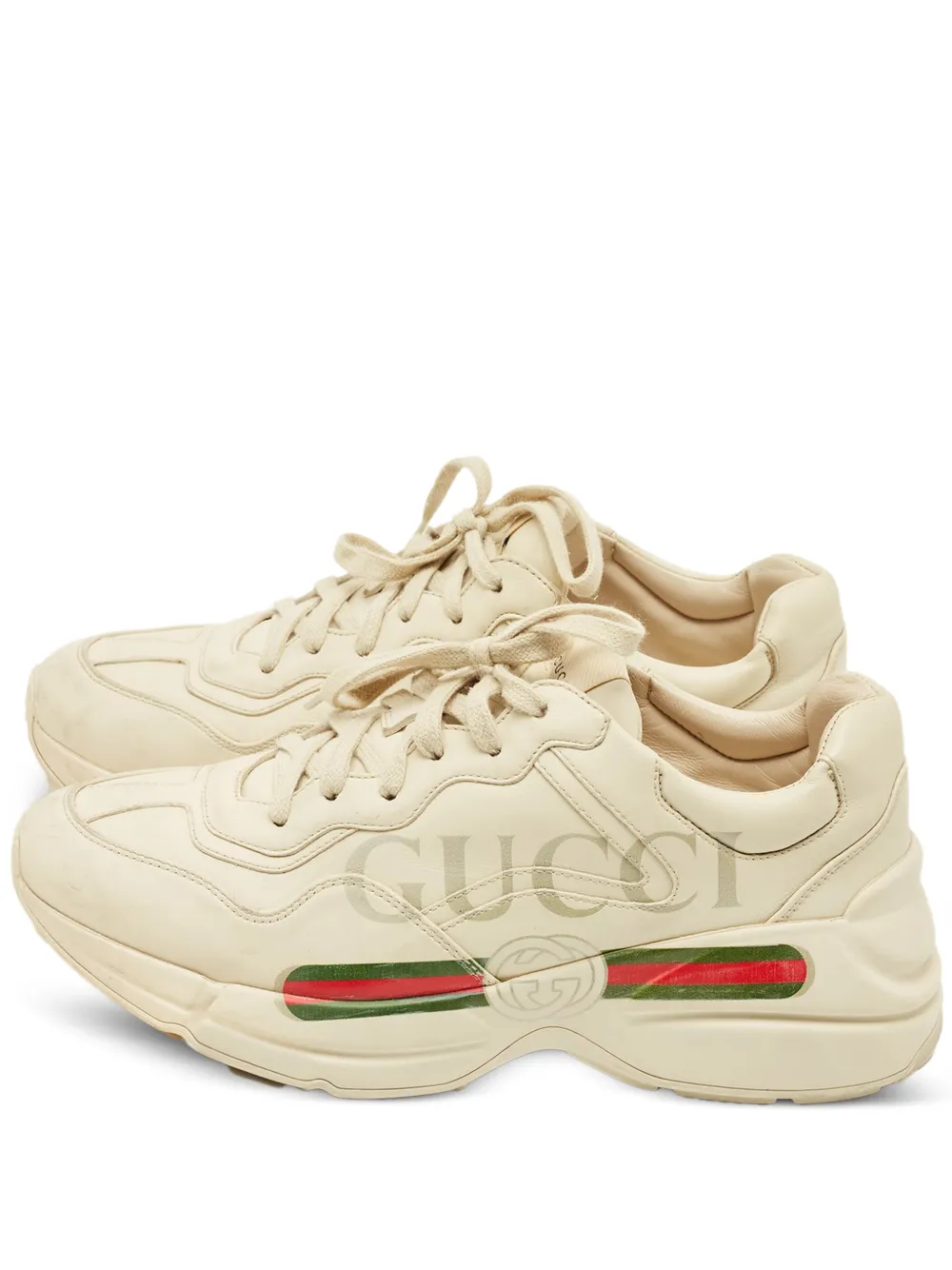 Gucci Pre-Owned Rhyton leather sneakers - Nude