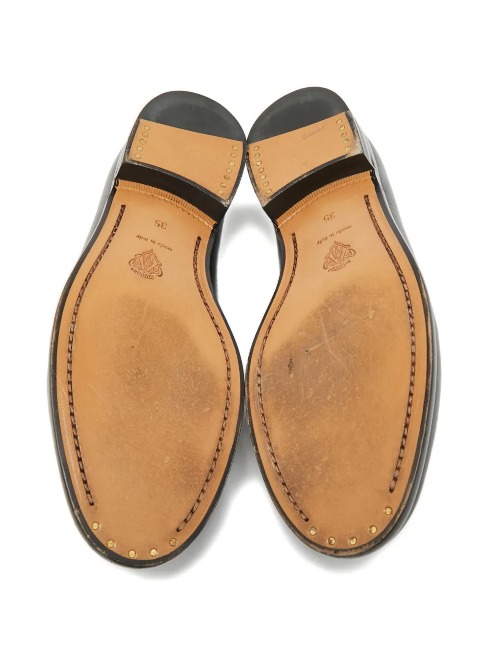 Gucci Pre-Owned leather embellished loafers - Zwart