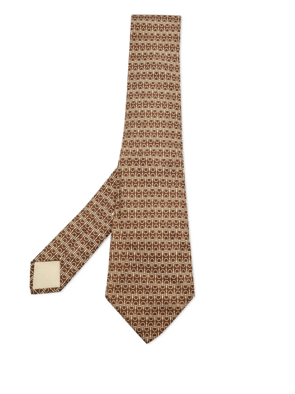 Hermès Pre-Owned Horsebit-print silk tie | Brown | Image 1