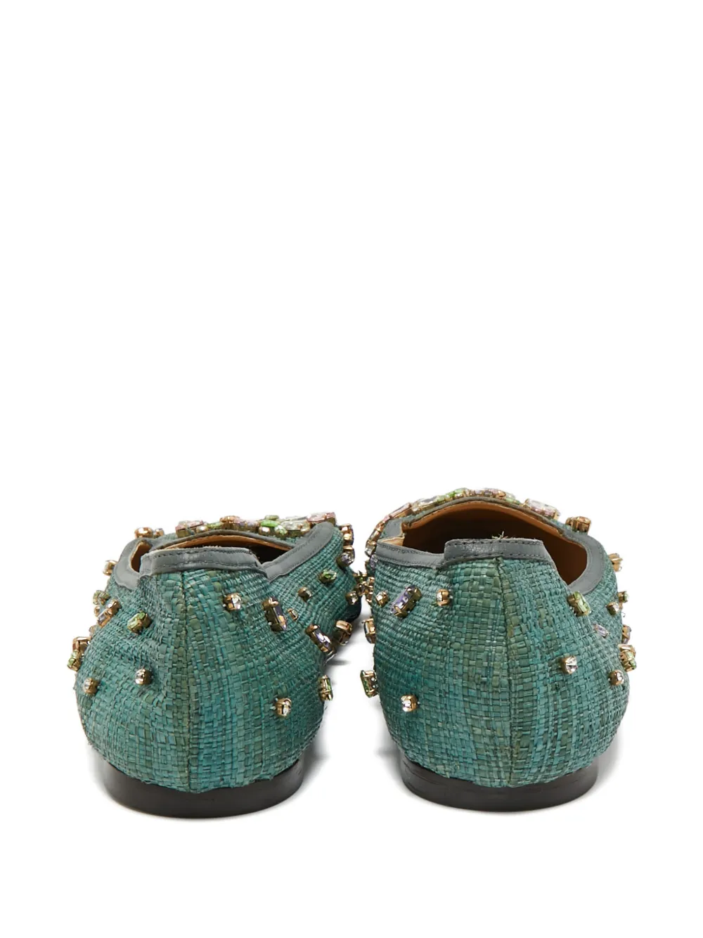 DOLCE & GABBANA Pre-owned Crystal-embellished Slippers In Green