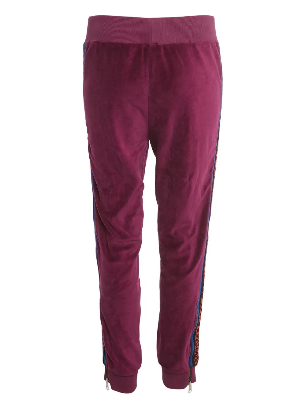 Pre-owned Just Cavalli Vintage Velvet Leopard-print Track Pants In Purple