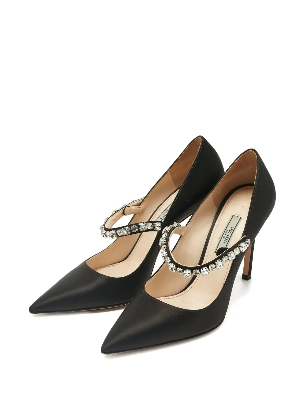 Prada Pre-Owned satin crystal-embellished pumps - Zwart
