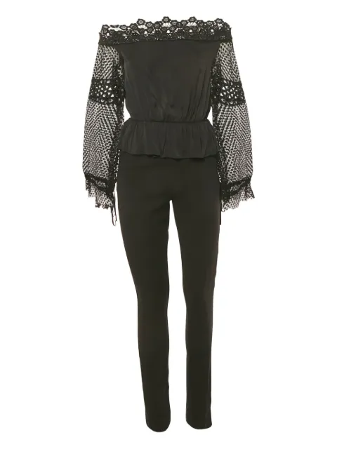 Self-Portrait lace-panelled crepe jumpsuit