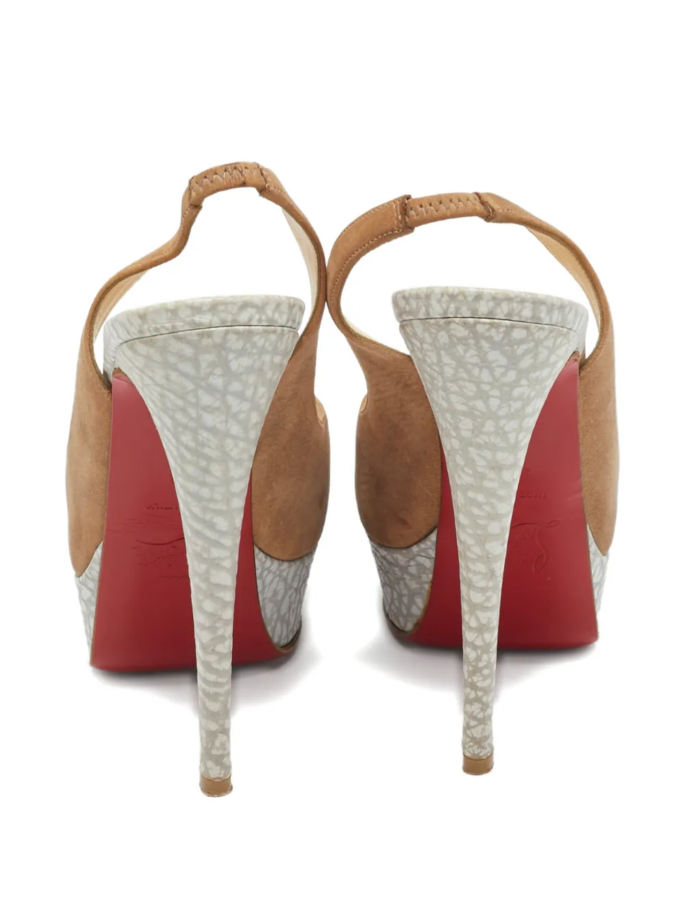 Pre-owned Christian Louboutin Lady Peep Open-toe Sandals In Neutral