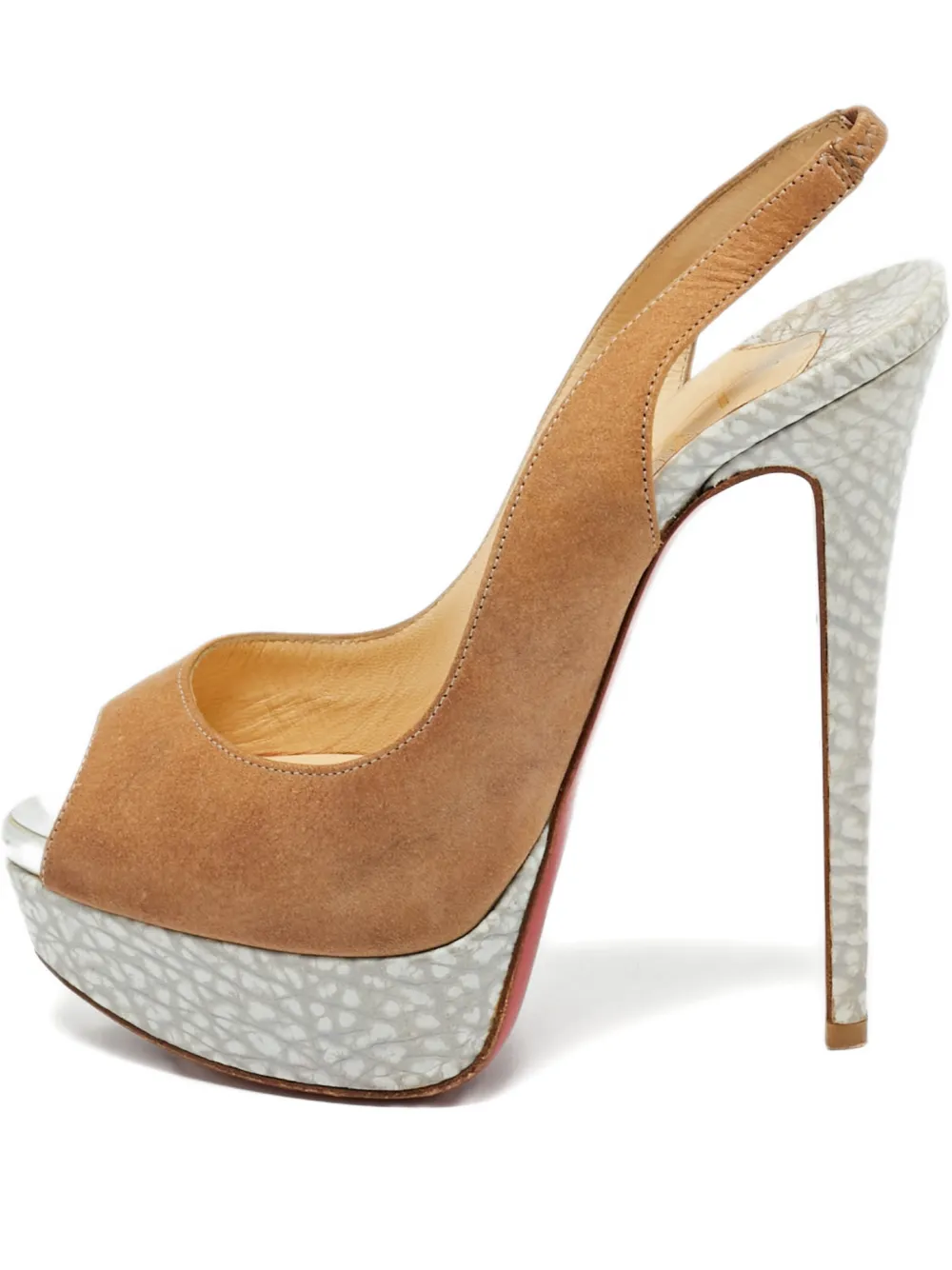 Pre-owned Christian Louboutin Lady Peep Open-toe Sandals In Neutral