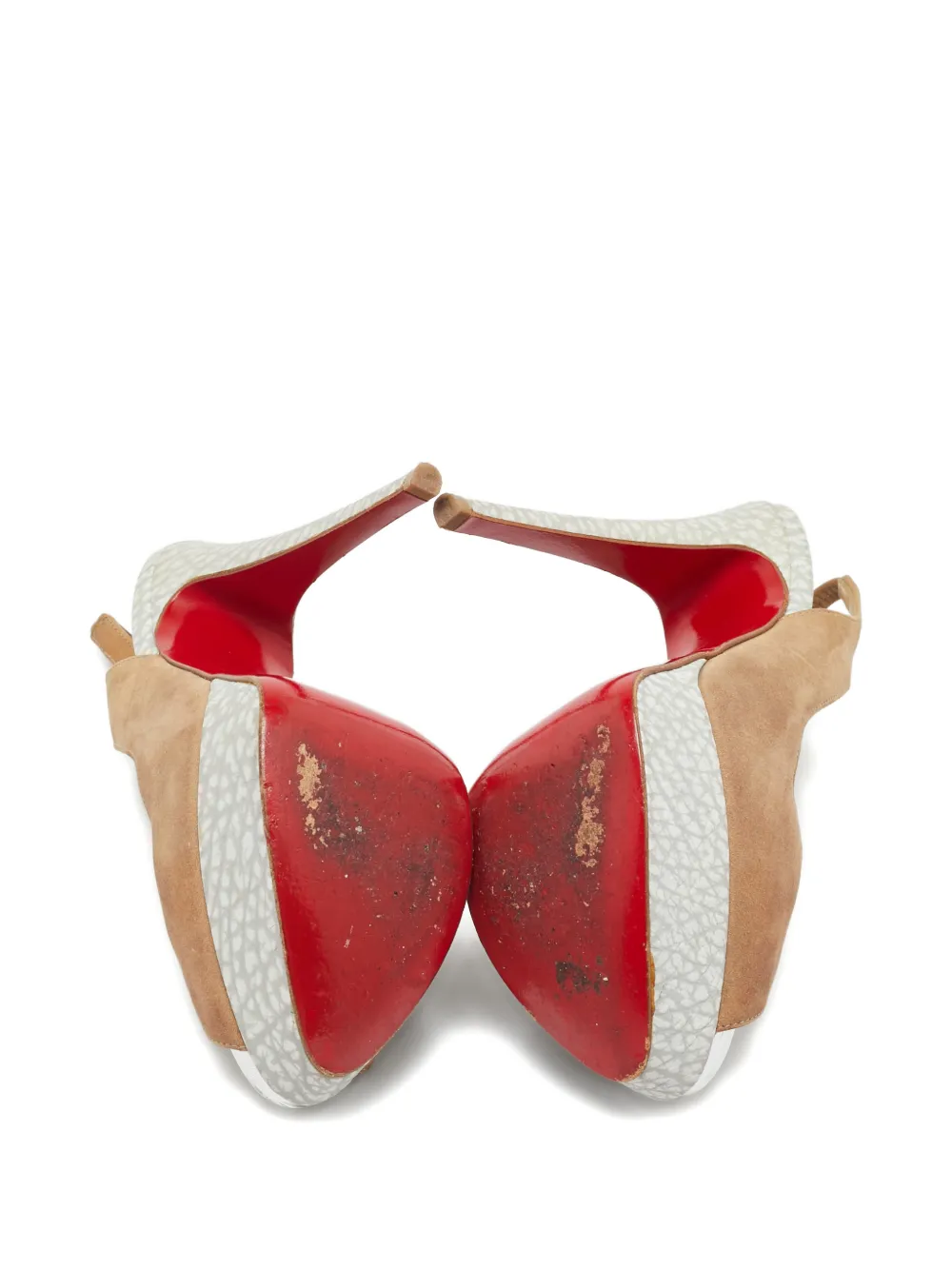 Pre-owned Christian Louboutin Lady Peep Open-toe Sandals In Neutral