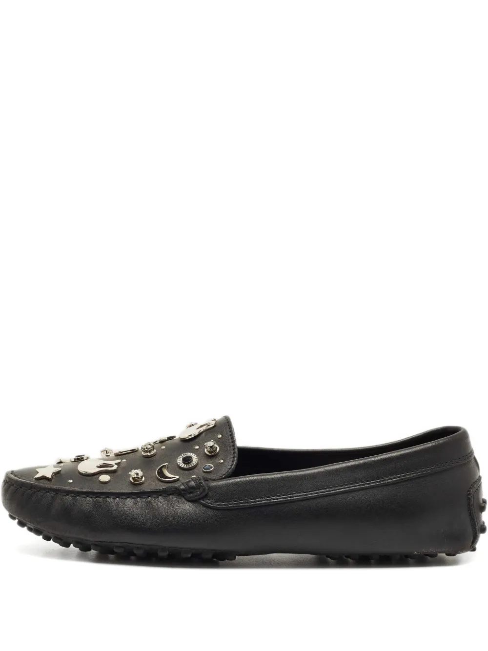 Pre-owned Tod's Gommini Embellished Leather Loafers In Black
