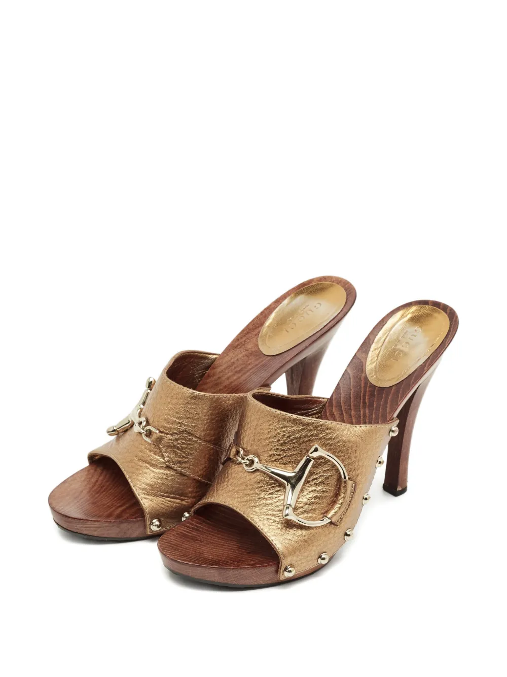 Gucci Pre-Owned Icon Bit leather clogs - Goud