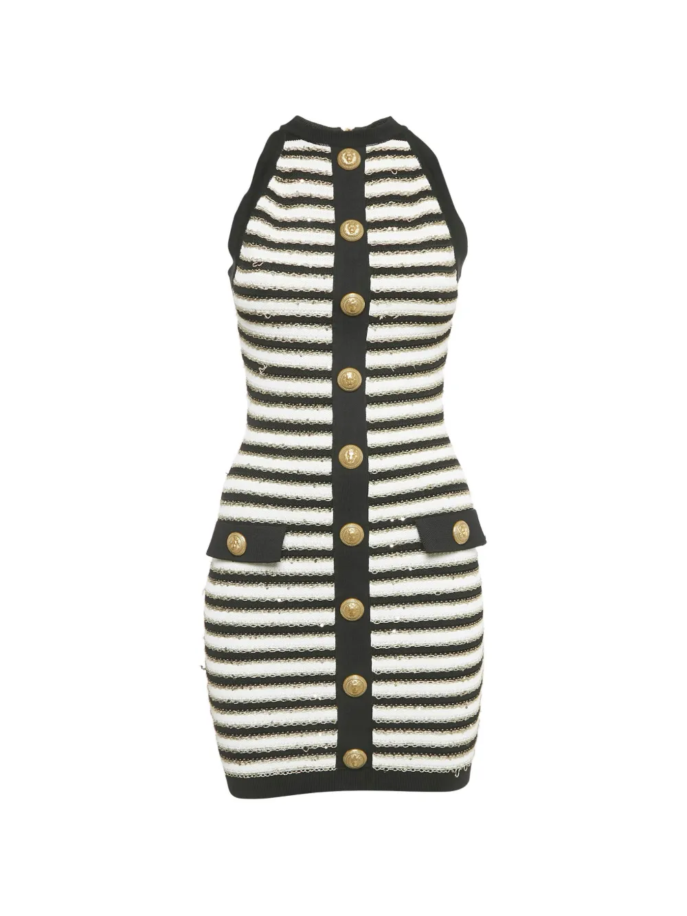 Balmain Pre-Owned striped buttoned mini dress - Nero
