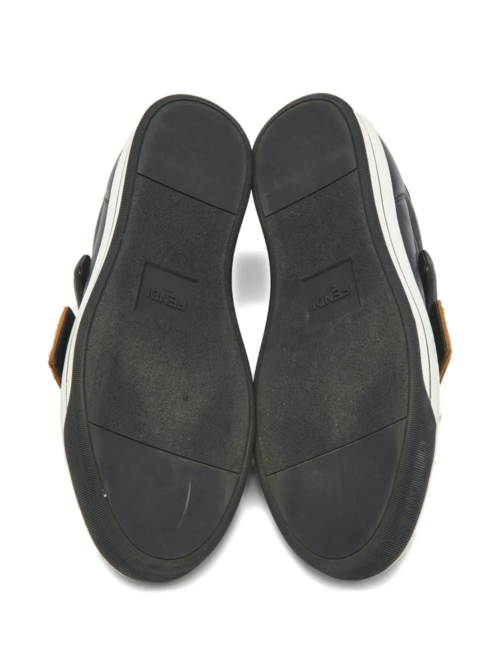 Fendi Pre-Owned zucca strap leather trainers - Nero