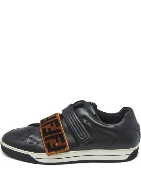 Fendi Pre-Owned zucca strap leather trainers