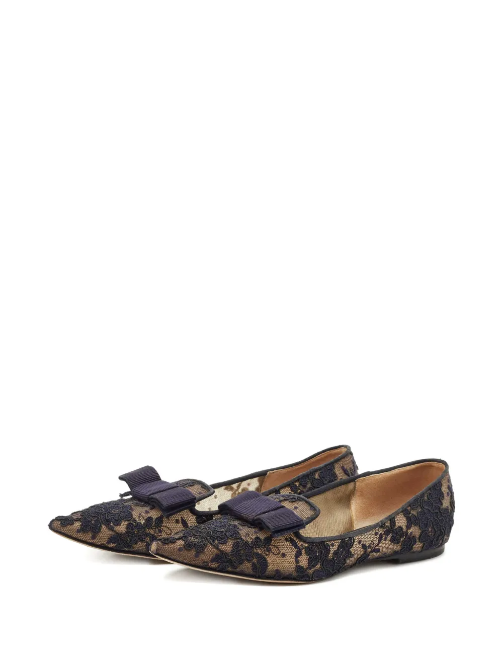 Jimmy Choo Pre-Owned Gala lace bow shoes - Zwart