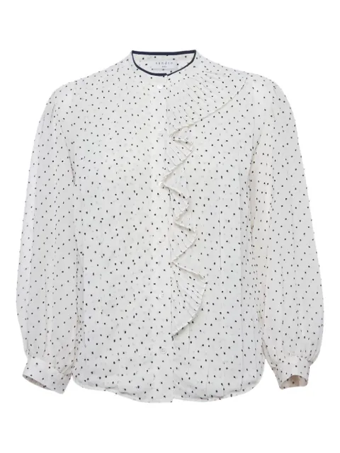 SANDRO swiss-dot pleated blouse