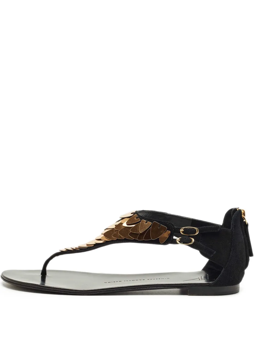 Giuseppe Zanotti Vintage thong suede crystal-embellished flat sandals - Schwarz