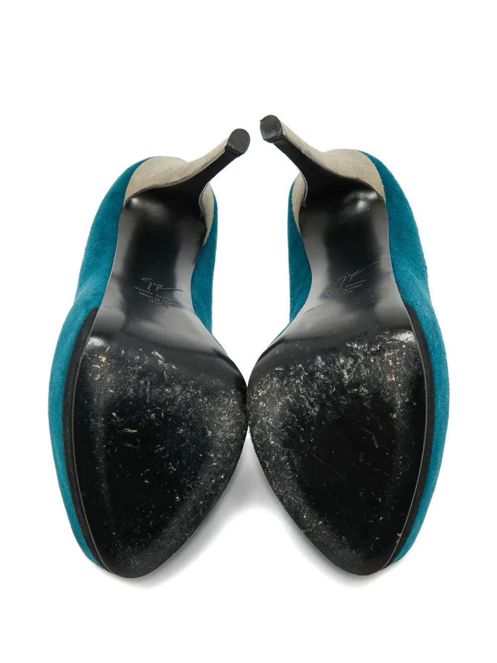 GIUSEPPE ZANOTTI Pre-owned Suede Platform Peep-toe Pumps In Blue