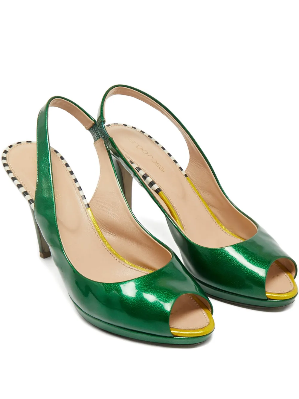 Sergio Rossi Vintage peep-toe slingback sandals - Grün