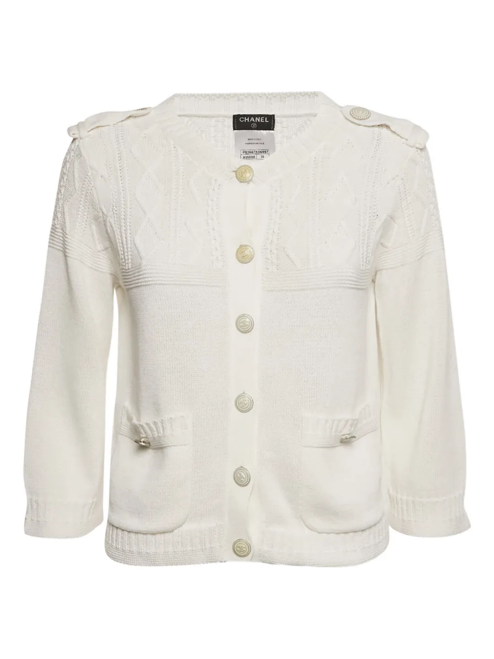 CHANEL Pre-Owned button-embellishment cardigan - Bianco