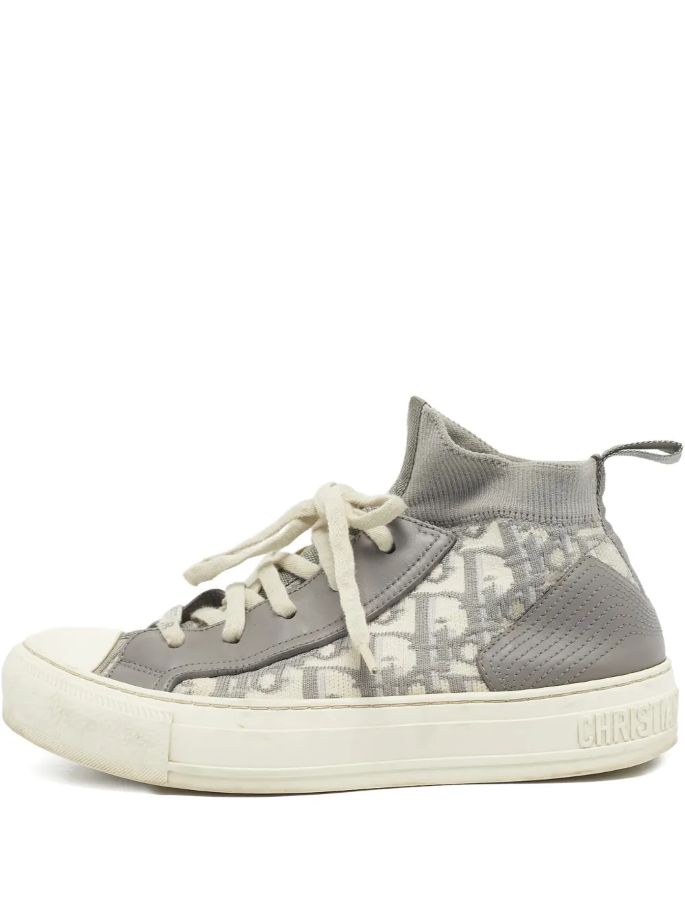 Christian Dior Pre-Owned Oblique leather high-top sneakers - Grau