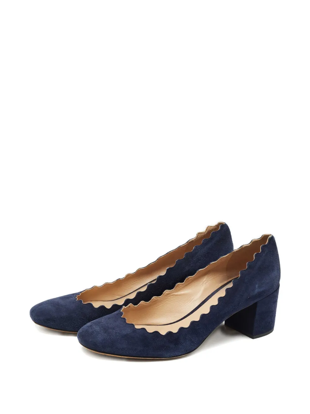 Chloé Pre-Owned scalloped suede pumps - Blauw