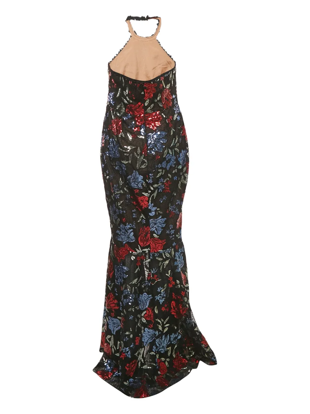 Marchesa Notte halterneck sequin floral dress - Zwart