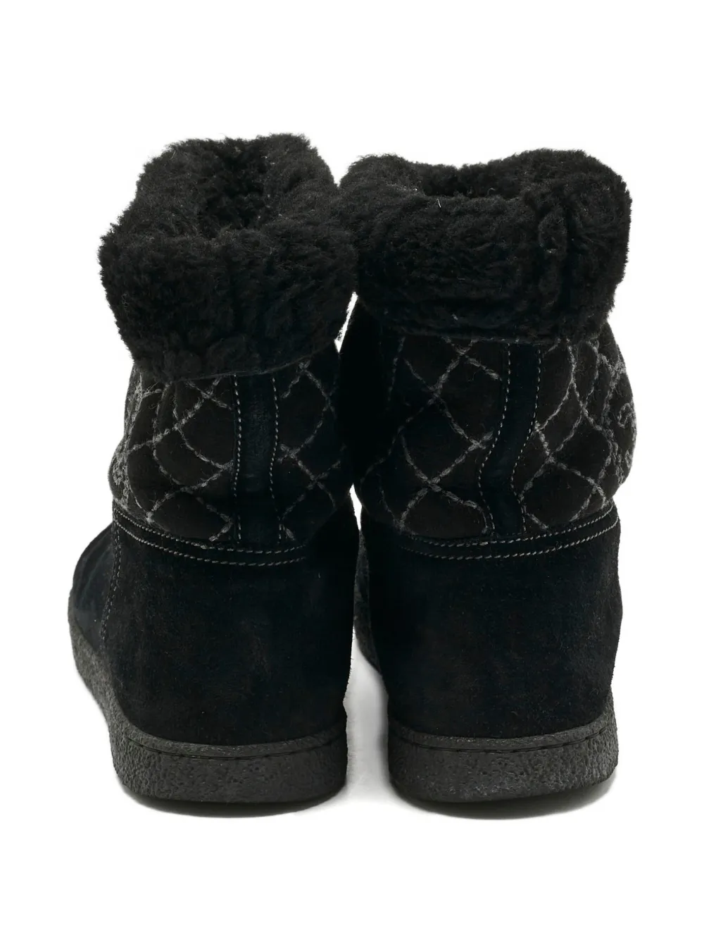 CHANEL Pre-Owned logo-embroidered ankle boots - Zwart