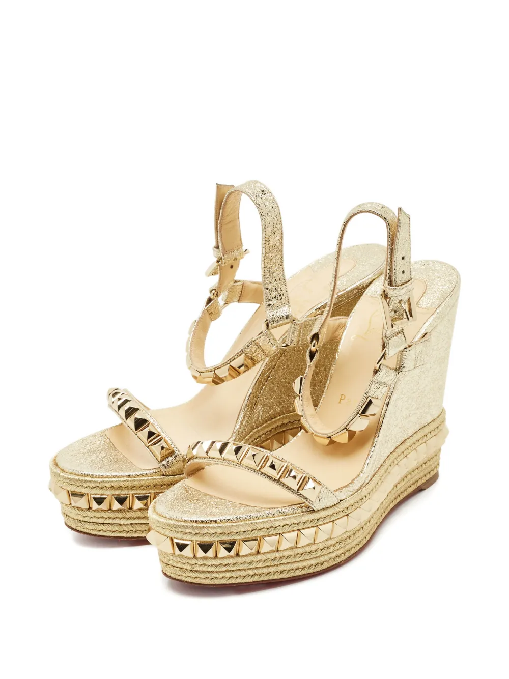 Christian Louboutin Pre-Owned Cataclou studded wedge sandals - Goud
