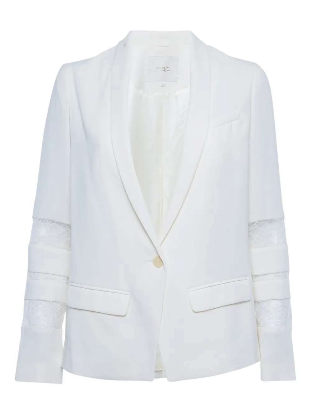 Maje lace-trim blazer - Weiß
