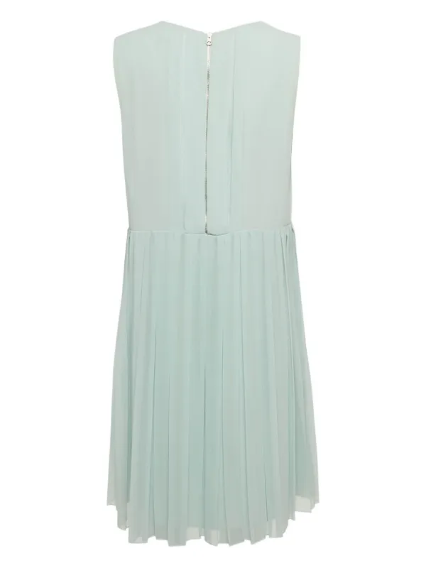 see by chloe green dress Short-sleeve mini dress in silk georgette & lace Green