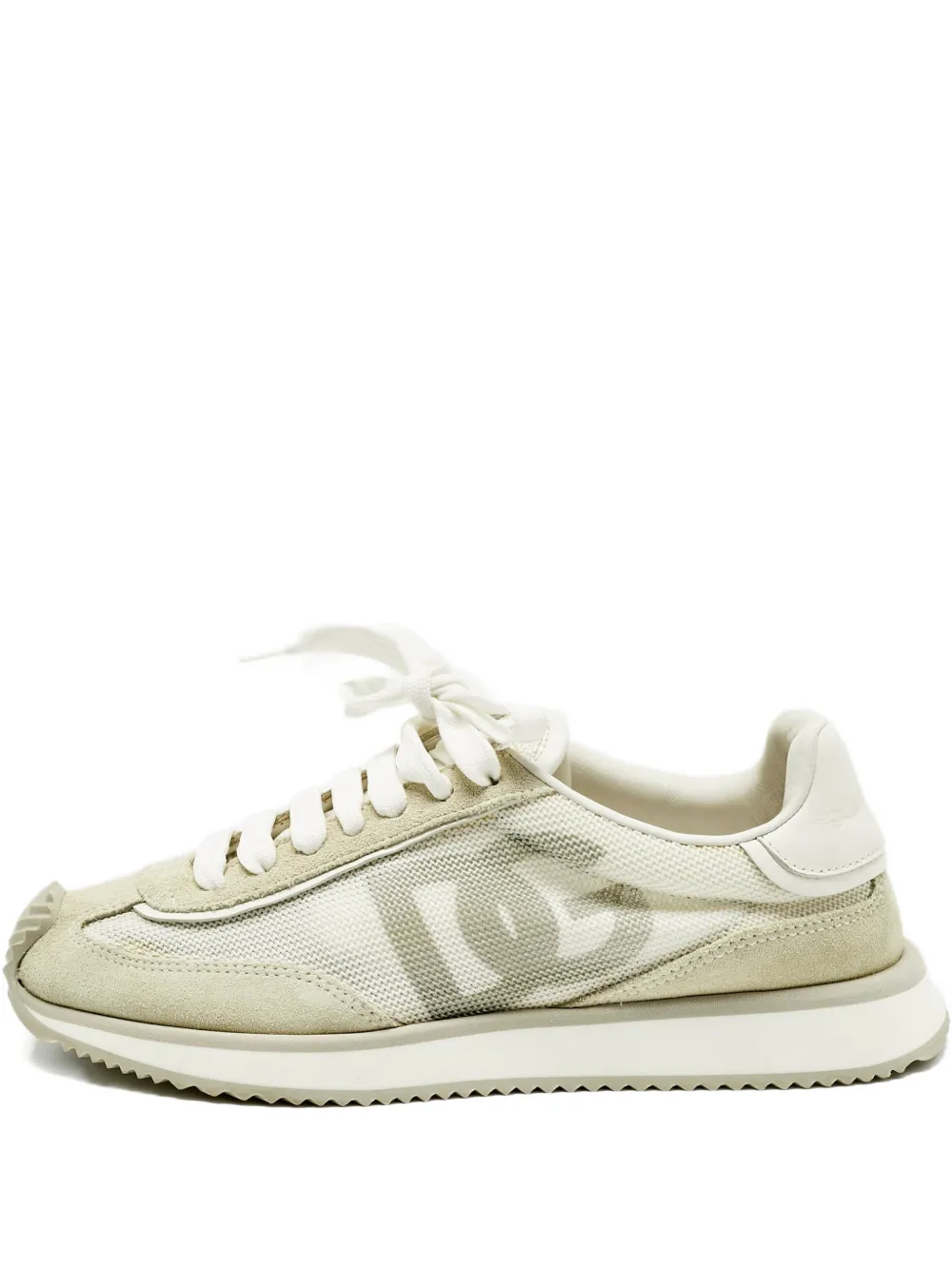 Pre-owned Dolce & Gabbana Suede-panel Sneakers In Neutral