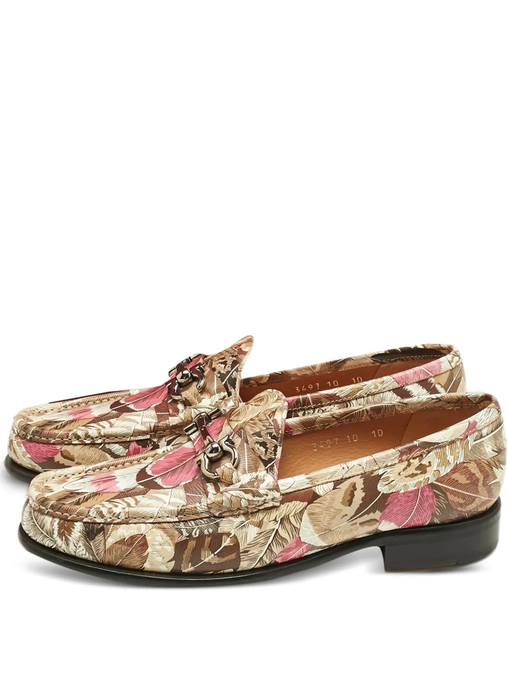 Ferragamo Pre-Owned printed bit loafer | Brown | Image 1