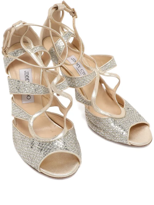 美品✨JIMMY CHOO ゴールド ストラップ サンダル 37.5 Jimmy Choo Pre-Owned ストラップ サンダル | ゴールドトーン