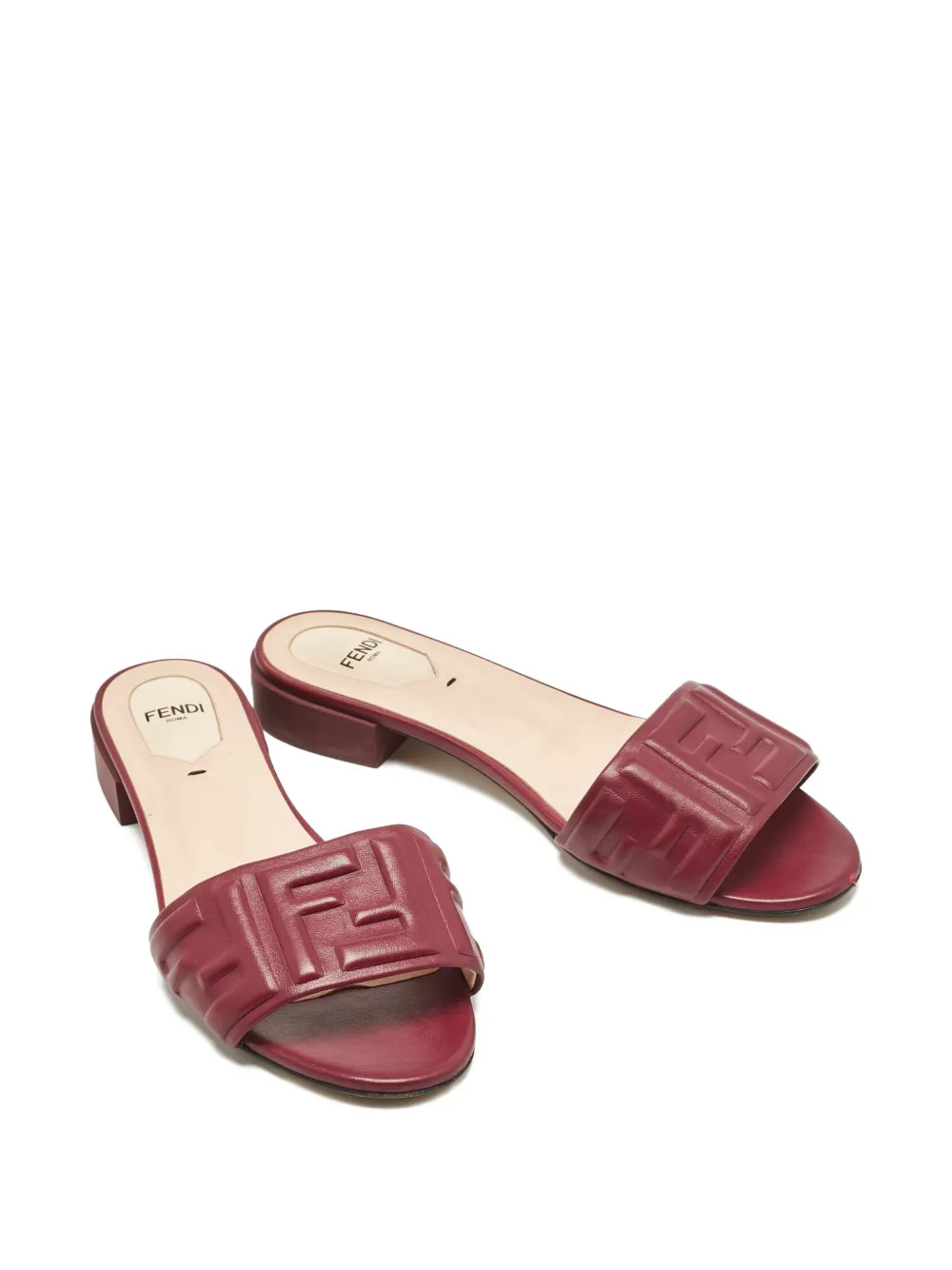 Fendi Pre-Owned FF-detail flat slides - Rood