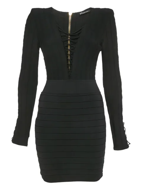 Balmain Pre-Owned vestido corto tejido con agujetas