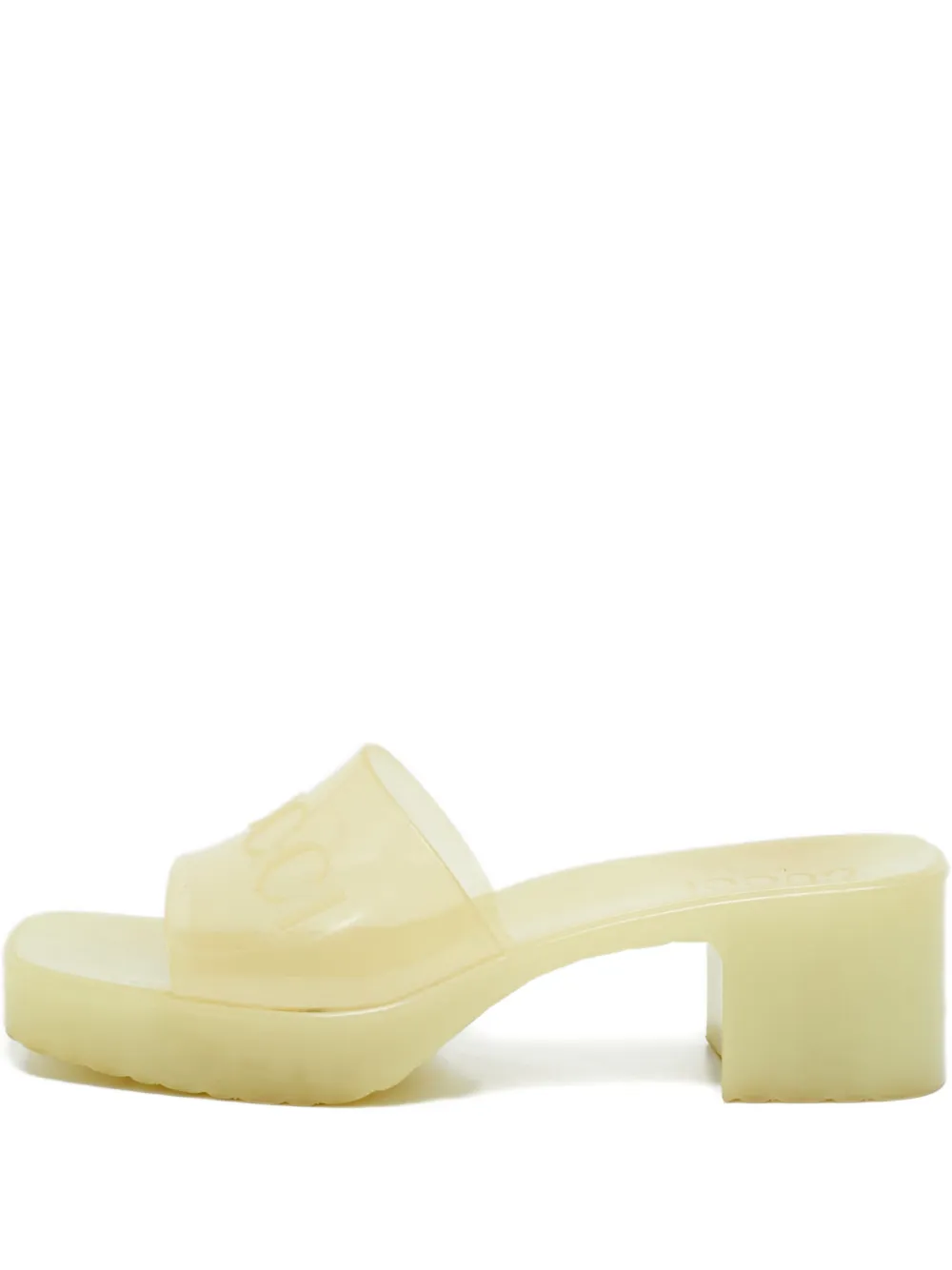 Pre-owned Gucci Logo-embossed Transparent Slides In White