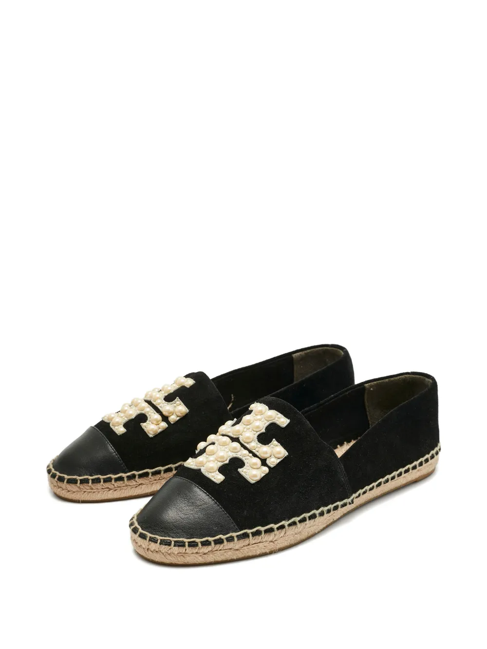 Tory Burch leather emblem espadrilles - Zwart