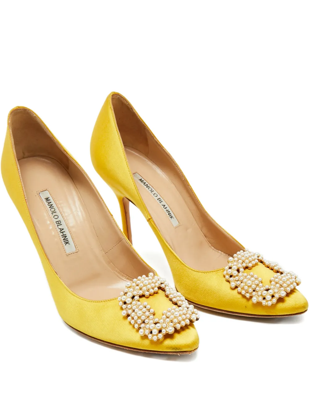 Manolo Blahnik Hangisi satin pumps - Giallo