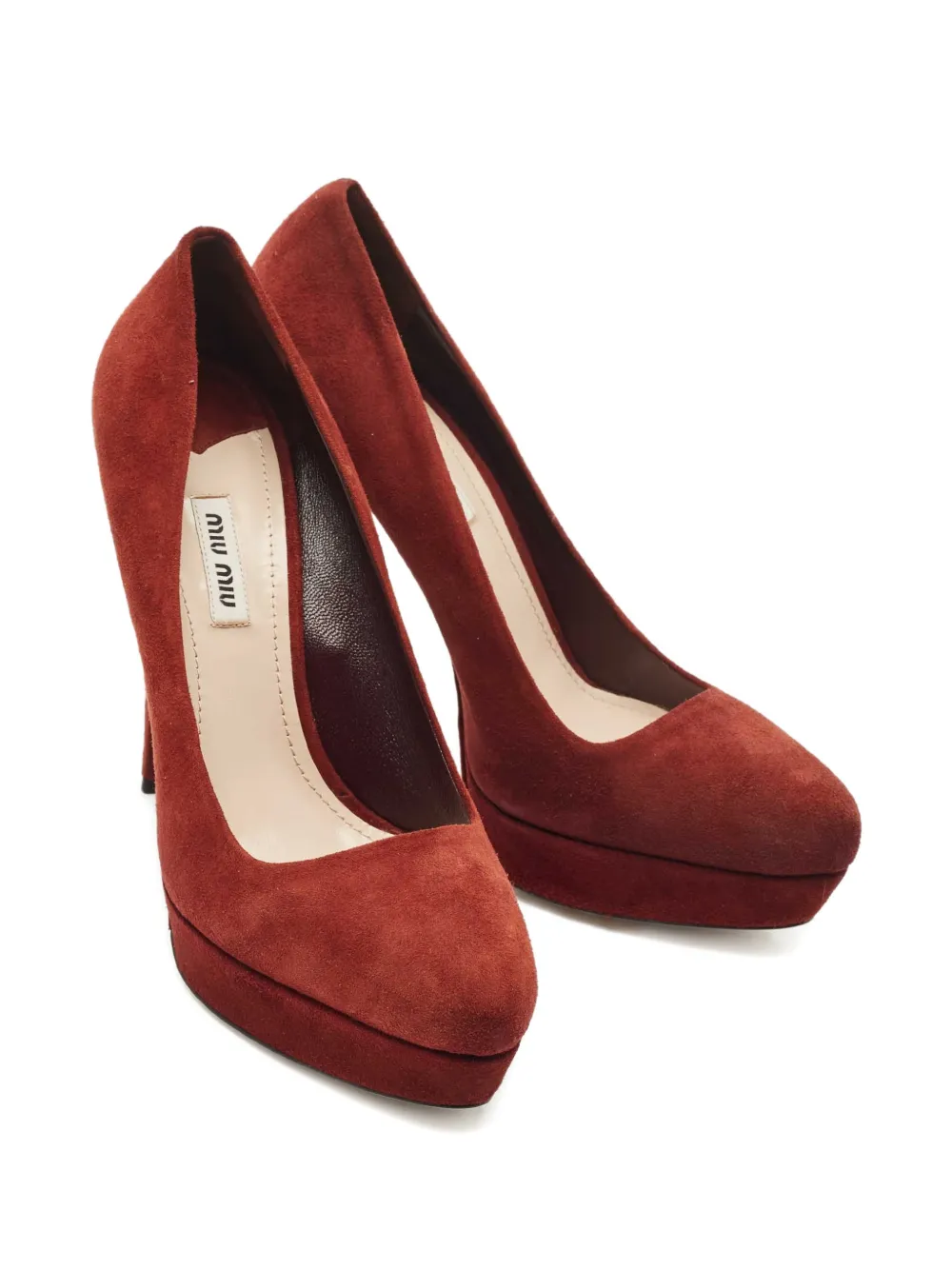 Miu Miu Pre-Owned suede platform pumps - Rood
