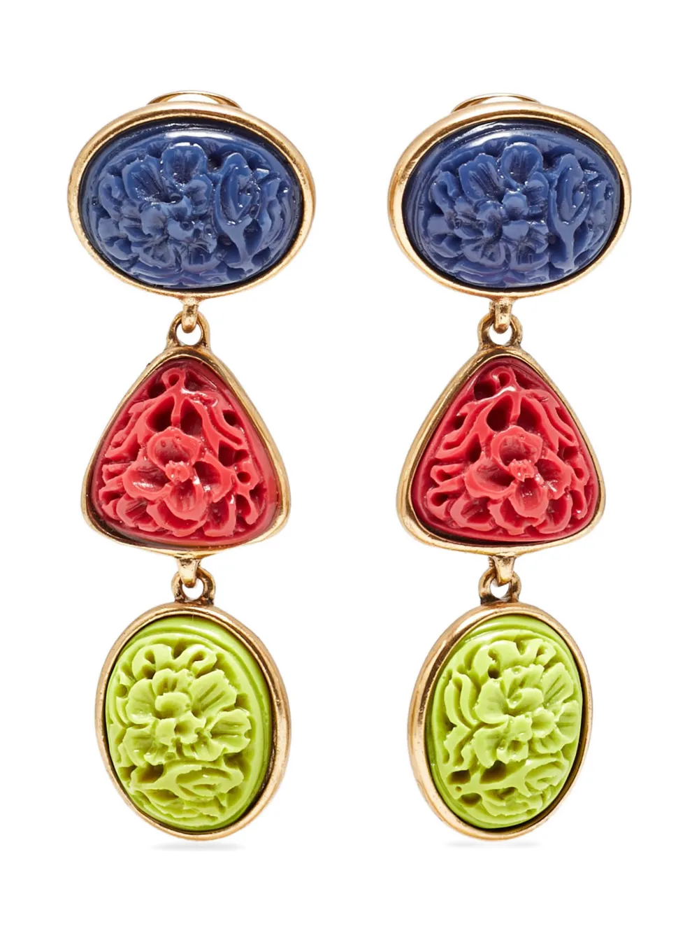 Oscar de la Renta Pre-Owned Carved resin earrings - Oro